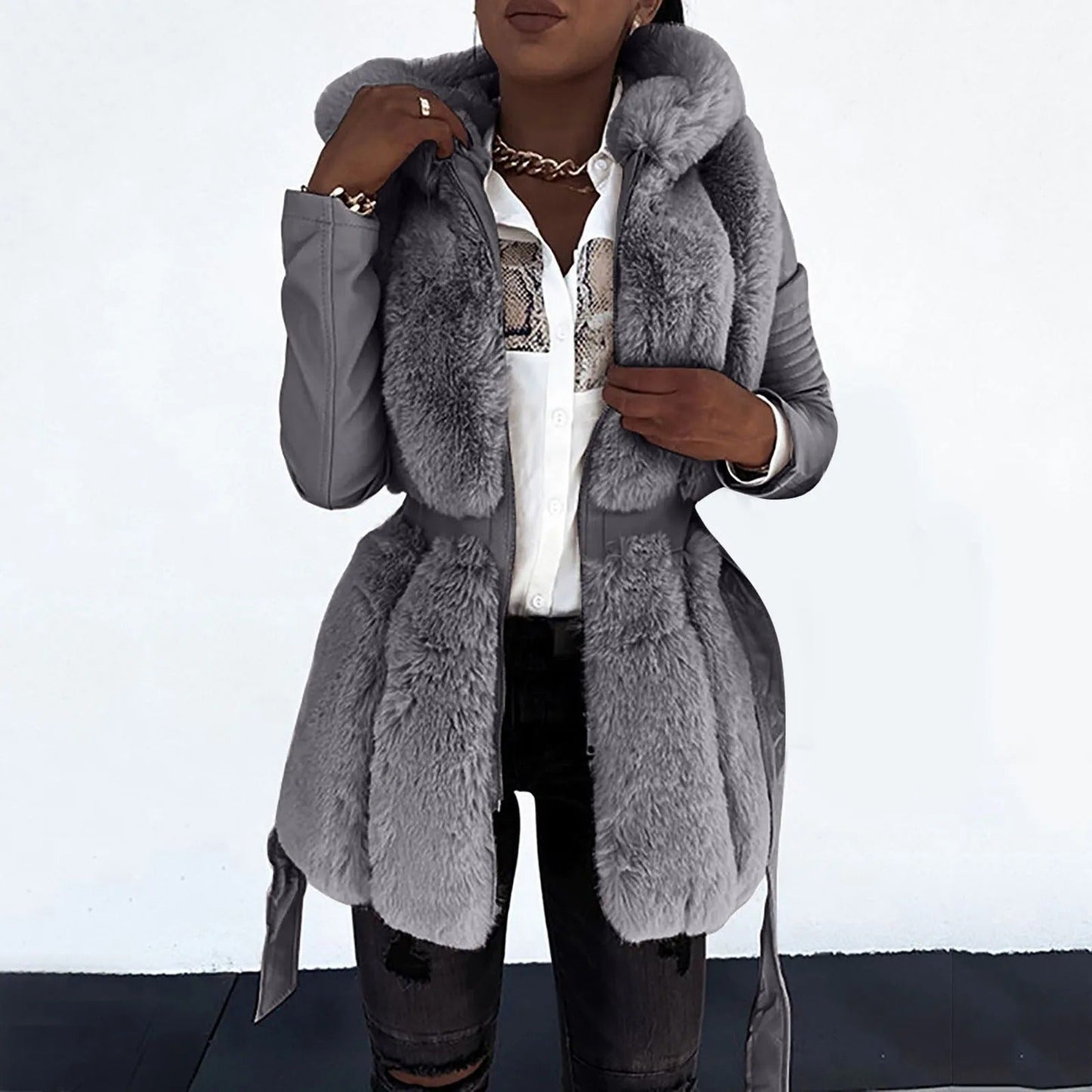 Wolff Women's Leather Jacket | Vegan Leather with Faux Fur Collar, Stylish and Comfortable 0