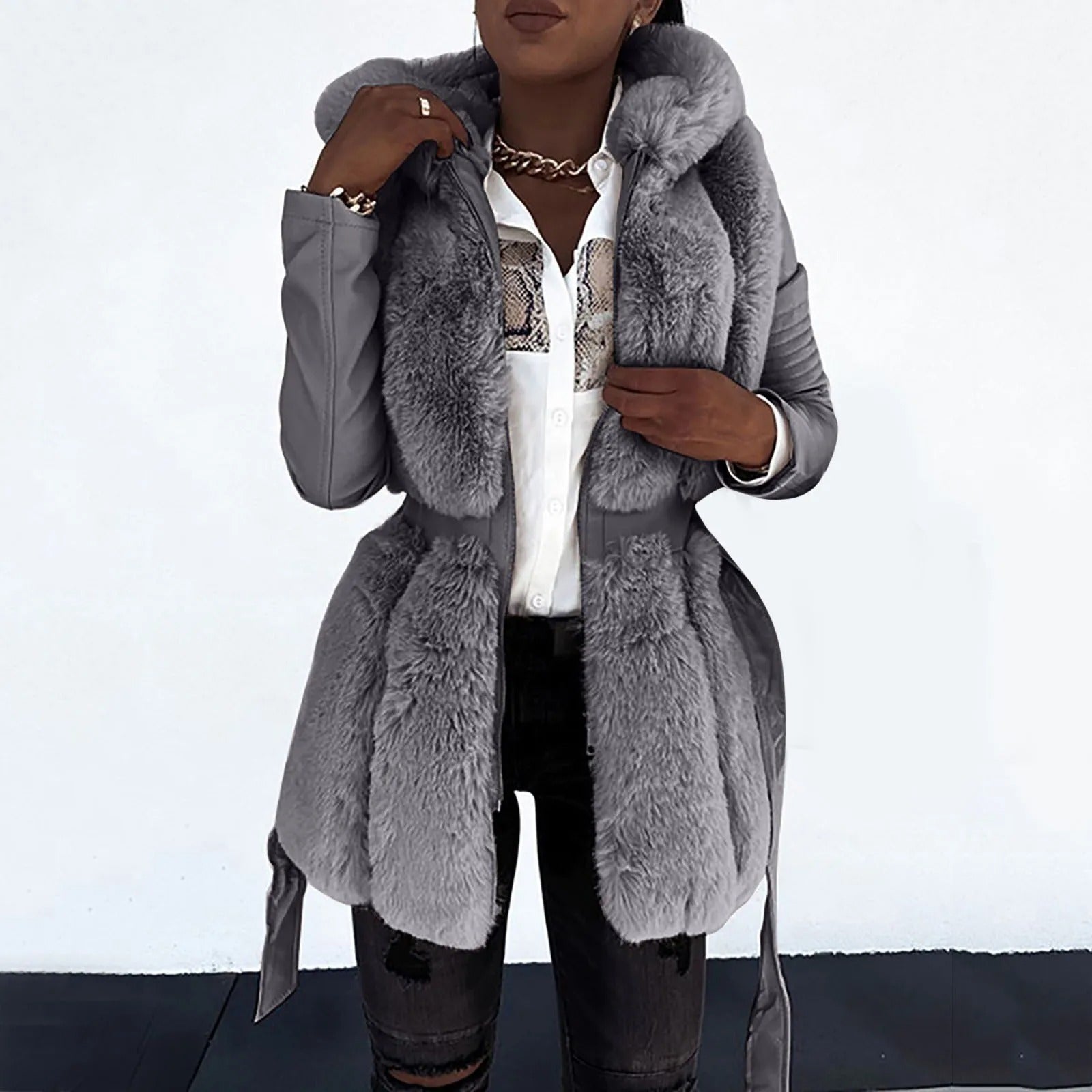 Wolff Women's Leather Jacket | Vegan Leather with Faux Fur Collar, Stylish and Comfortable 0