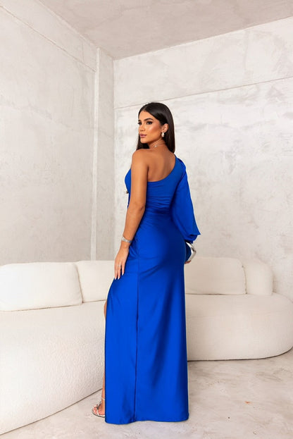 Women's Dress - One-Shoulder - Flowing Design with Side Split - Vintage - Dress 6