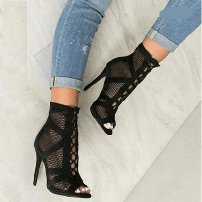 Yentl Women's Sandals | Elegant High Heel with Mesh Details 2