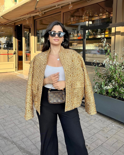ZAFINA | Shiny Bomber Jacket with Sequins 1