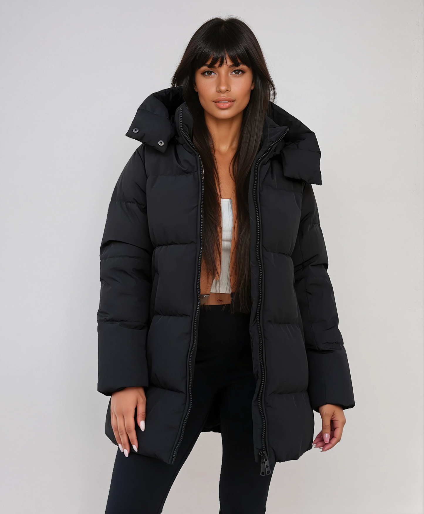 Zara Long Women's Coat | Padded Comfort, Adjustable Hood 1