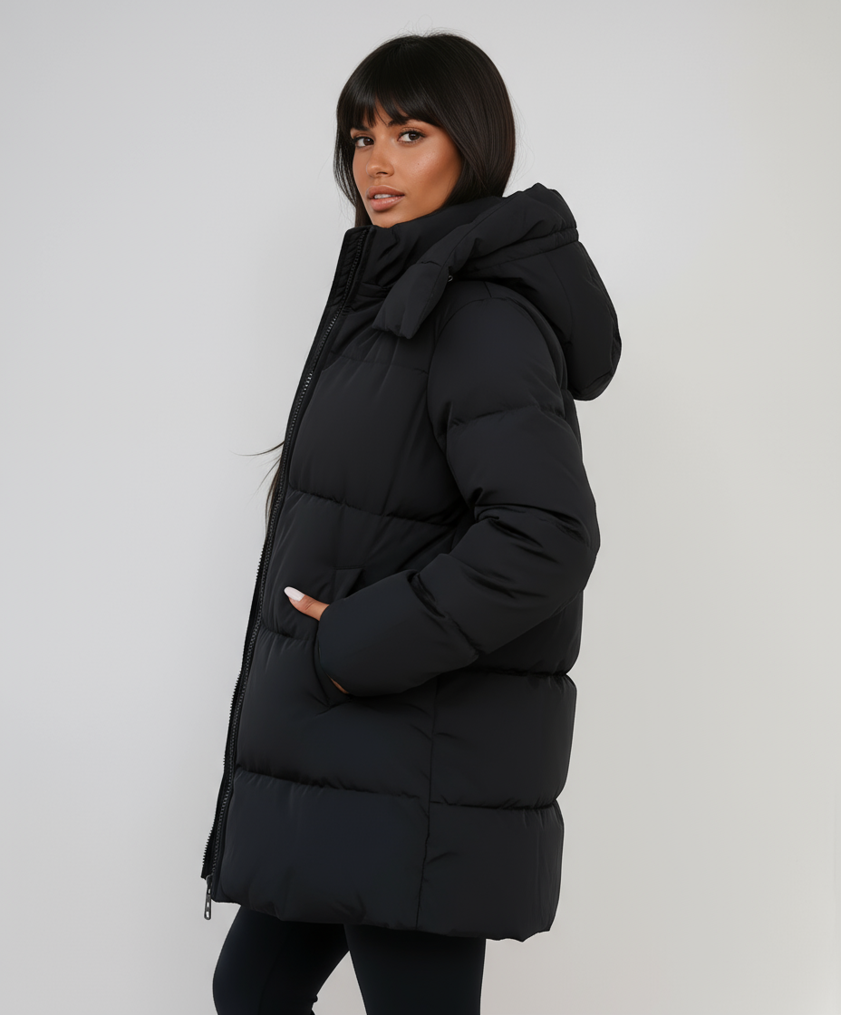 Zara Long Women's Coat | Padded Comfort, Adjustable Hood 3