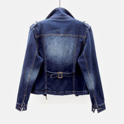 Zarelle | Denim Jacket with Asymmetrical Zipper and Edgy Silhouette 4